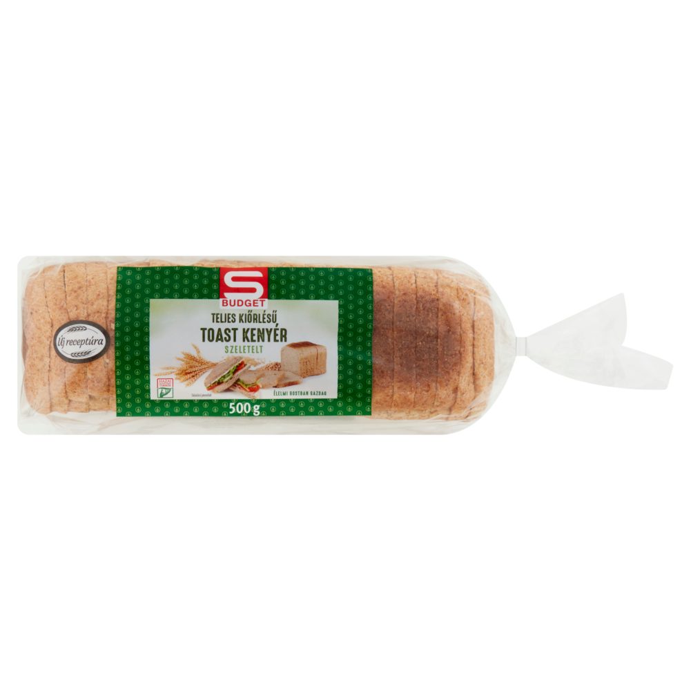 S-Budget Teljes kiőrlésű toast kenyér 500g